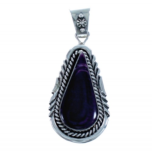 Native American Tear Drop Purple Oyster Shell Sterling Silver Pendant BX118479