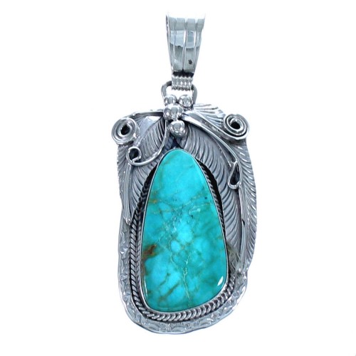Sterling Silver Turquoise Native American Leaf Pendant BX118509