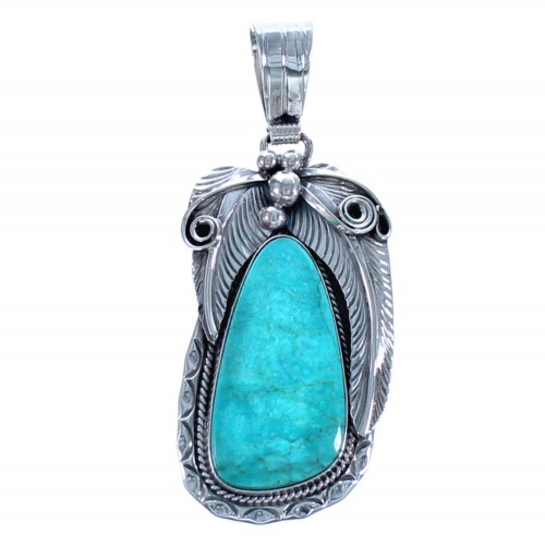 Sterling Silver Turquoise Leaf Navajo Pendant BX118523