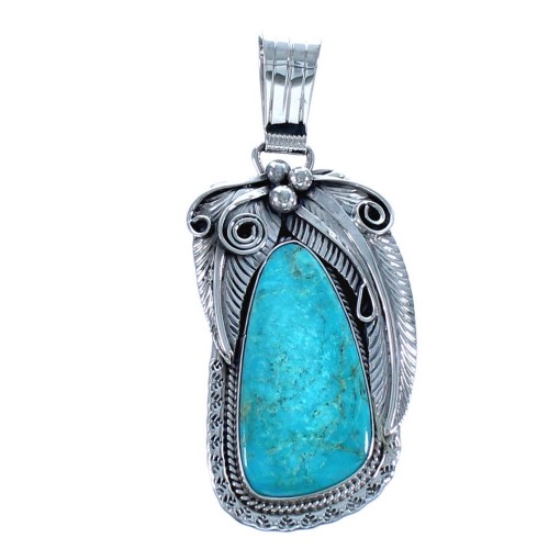 Sterling Silver Turquoise Leaf Native American Pendant BX118525