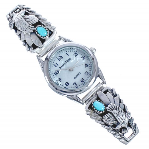 Eagle Turquoise And Sterling Silver Navajo Watch CB118255