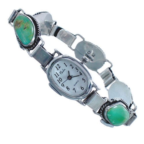 Native American Turquoise and Twisted Sterling Silver Link Watch CB118266
