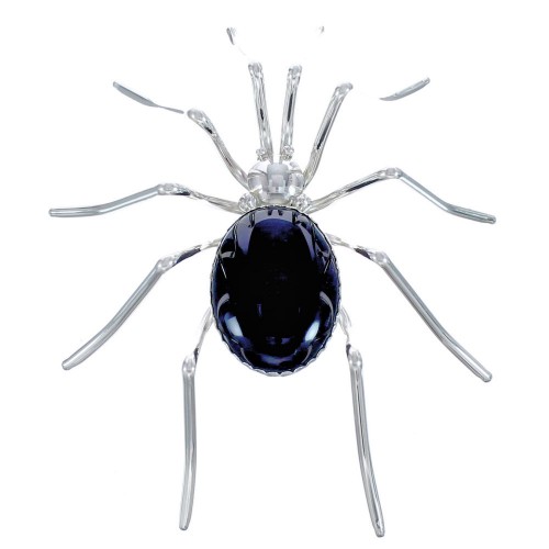 Authentic Native American Black Onyx Sterling Silver Spider Pin CB118380