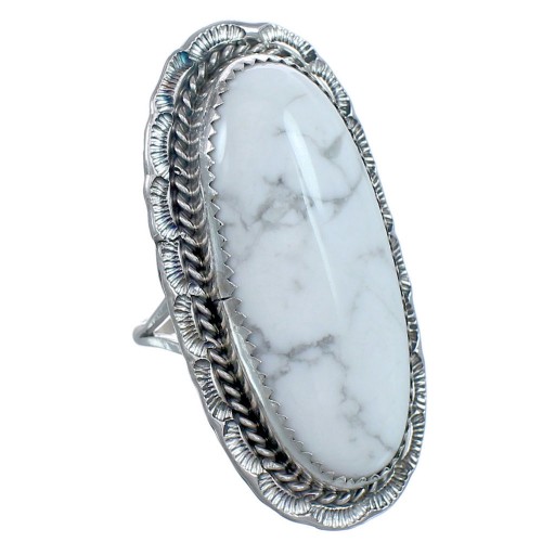 Howlite Twisted Sterling Silver Navajo Ring Size 8 CB118714
