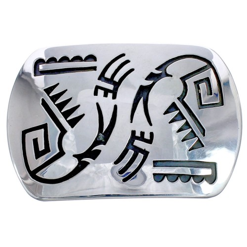 Sterling Silver Native American Water Wave Belt Buckle RX119066