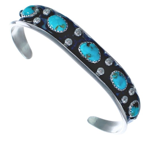 Authentic Sterling Silver Turquoise Navajo Cuff Bracelet BX118852