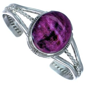 Purple Oyster Shell Sterling Silver Navajo Cuff Bracelet RX119300