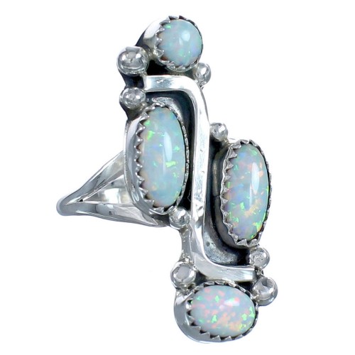 Navajo Sterling Silver Opal Ring Size 7-1/2 BX118952