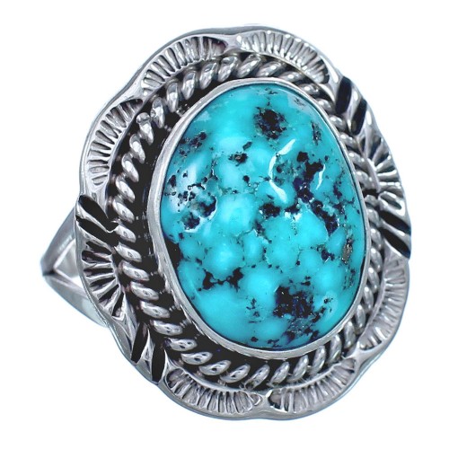 Sterling Silver Turquoise Native American Ring Size 7 BX118984