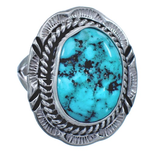 Authentic Sterling Silver Turquoise Native American Ring Size 6-3/4 BX118990