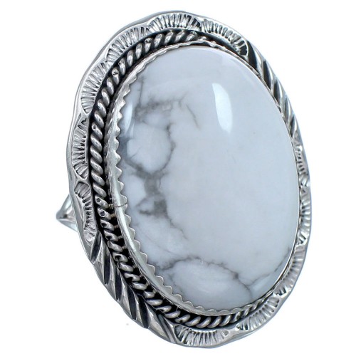 Sterling Silver Howlite Native American Ring Size 8 BX119177