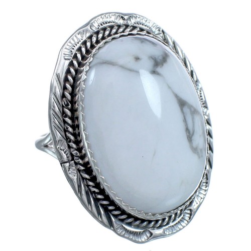 Sterling Silver Howlite American Indian Ring Size 8-3/4 BX119178