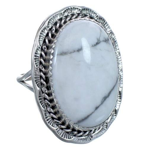 Sterling Silver American Indian Howlite Ring Size 7-1/2 BX119181