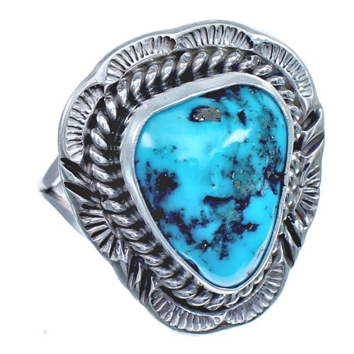 Sterling Silver Turquoise Native American Ring Size 8-3/4 BX119238
