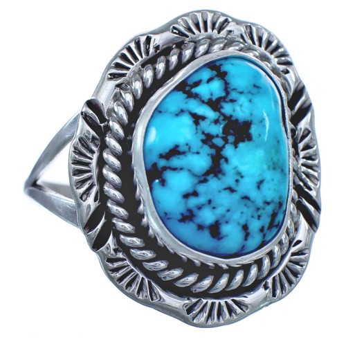 Sterling Silver Native American Turquoise Ring Size 8 BX119241