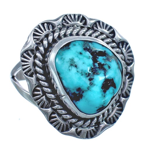 Sterling Silver American Indian Turquoise Ring Size 7-3/4 BX119242