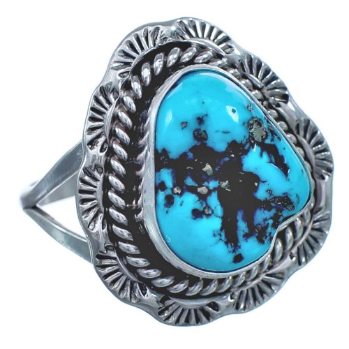 Navajo Sterling Silver Turquoise Ring Size 7-3/4 BX119248