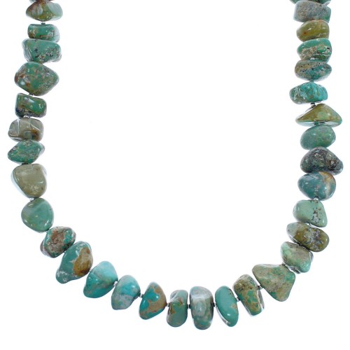 Southwest Sterling Silver Green Turquoise Bead Necklace BX119746