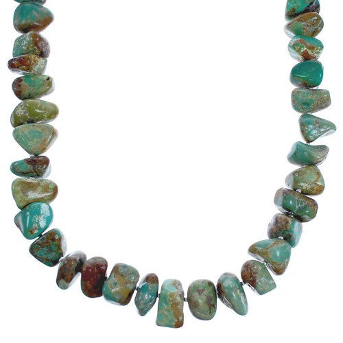 Green Turquoise Authentic Sterling Silver Southwest Bead Necklace BX119749
