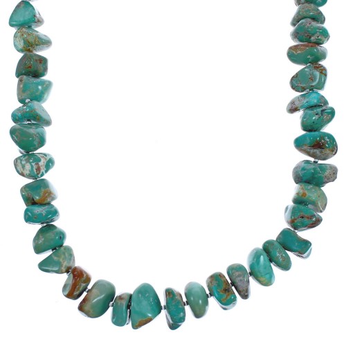 Turquoise Authentic Sterling Silver Southwest Bead Necklace BX119750
