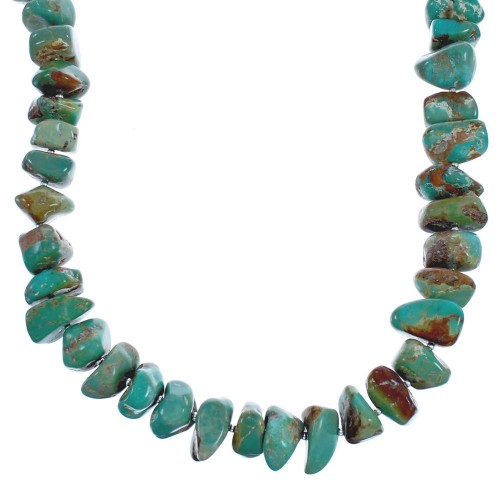 Authentic Sterling Silver Southwest Turquoise Bead Necklace BX119752