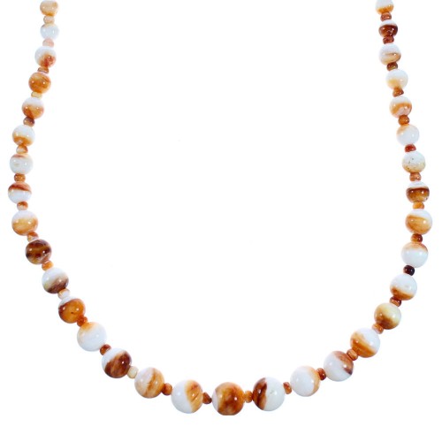 Orange Oyster Shell Sterling Silver Bead Necklace BX119761