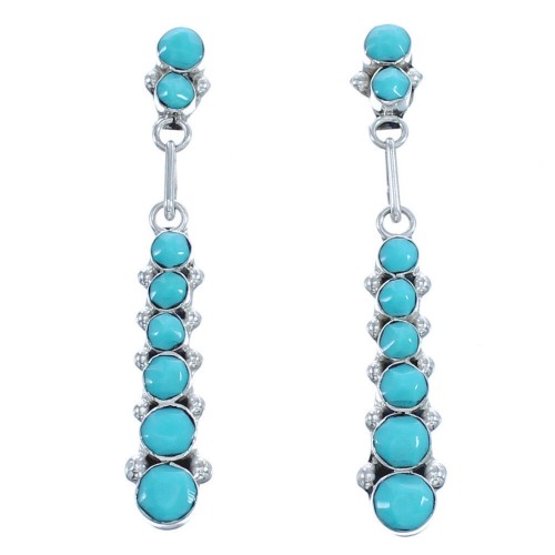 Turquoise Zuni Sterling Silver Post Dangle Earrings BX119639