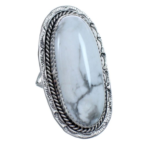 Howlite Authentic Sterling Silver Native American Ring Size 8 BX119684