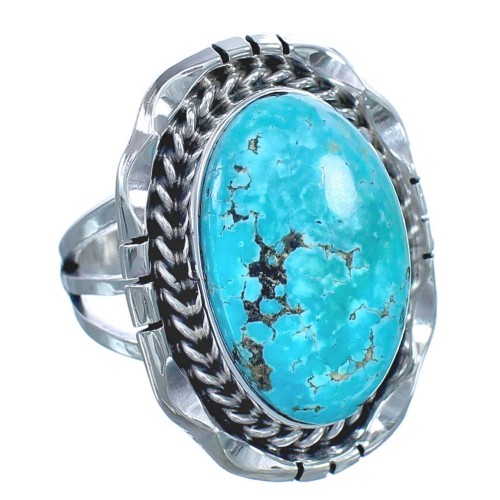 Turquoise Sterling Silver American Indian Ring Size 5-3/4  BX119466