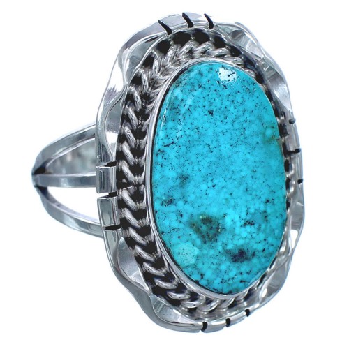 Turquoise Sterling Silver Navajo Ring Size 7-3/4 BX119467
