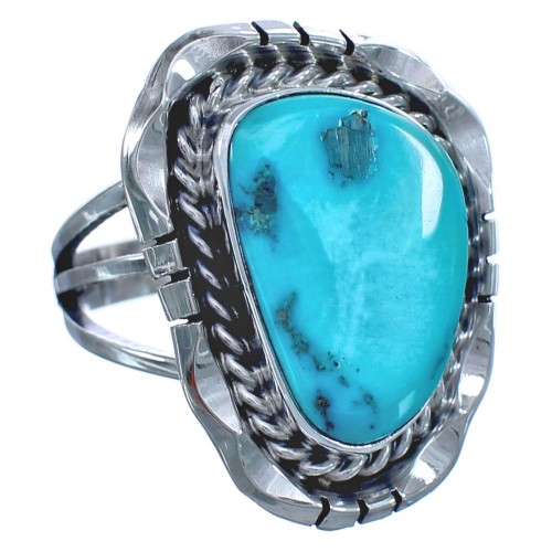 Navajo Turquoise Authentic Sterling Silver Ring Size 6-3/4 BX119472