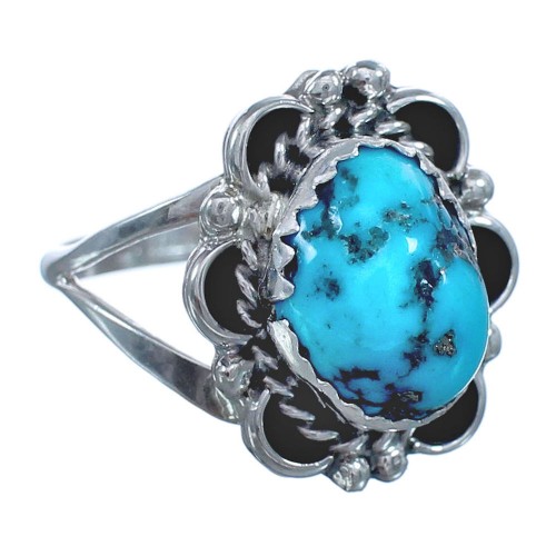 Navajo Turquoise Genuine Sterling Silver Ring Size 7 BX119475