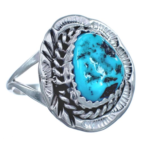 Turquoise Twisted Sterling Silver Navajo Ring Size 7 BX119482