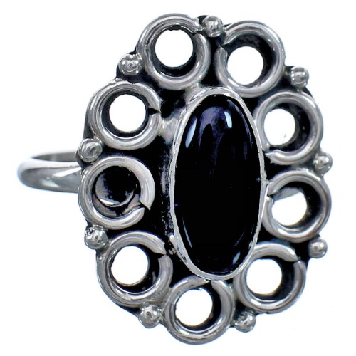 Onyx Authentic Sterling Silver Native American Ring Size 8-1/4 BX119491