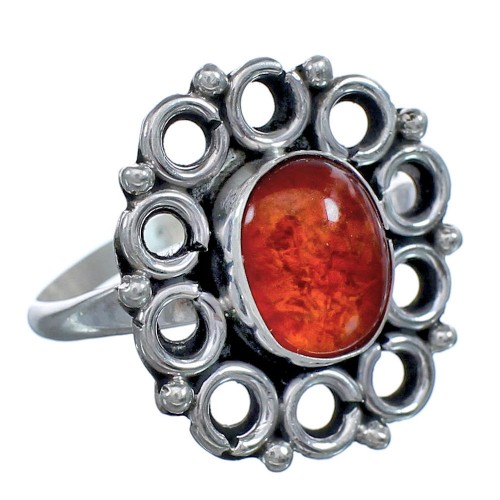 Native American Amber Sterling Silver Ring Size 8-3/4 BX119497