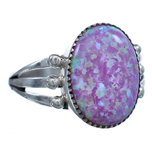 Pink Opal Sterling Silver Native American Ring Size 7-1/2 BX119509