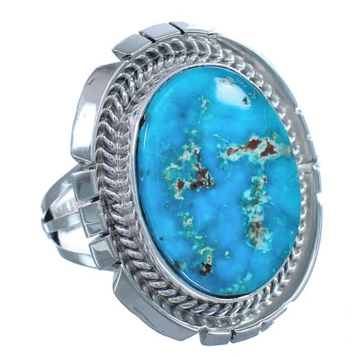 Turquoise Twisted Sterling Silver American Indian Ring Size 7-1/2 BX119513