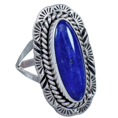 Twisted Sterling Silver Navajo Man Made Lapis Ring Size 8 BX119523