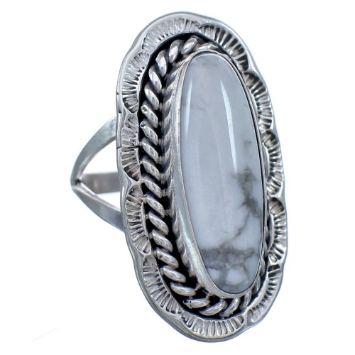 Twisted Sterling Silver Native American Howlite Ring Size 7 BX119525