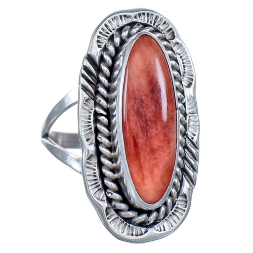 Genuine Sterling Silver American Indian Red Oyster Ring Size 7 BX119543