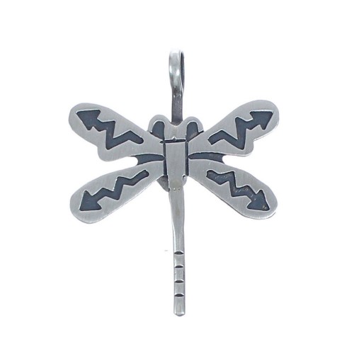 American Indian Authentic Sterling Silver Dragonfly Overlay Pendant BX119412