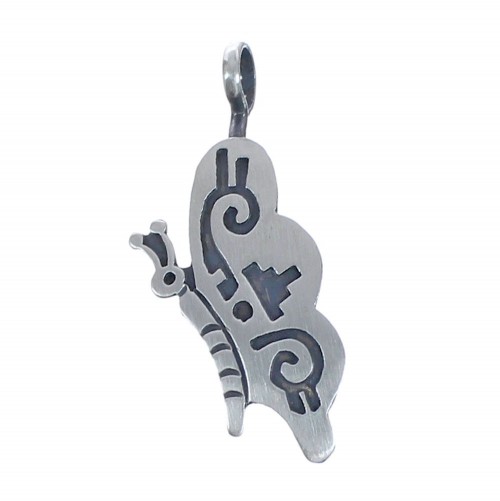 Butterfly American Indian Sterling Silver Overlay Pendant BX119443