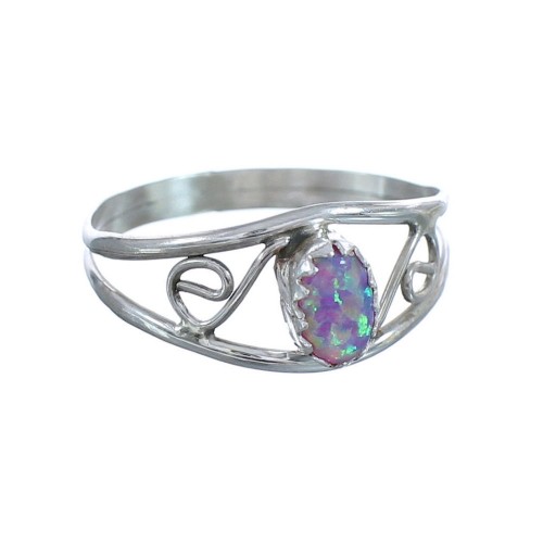 Sterling Silver American Indian Pink Opal Ring Size 8-3/4 BX119332