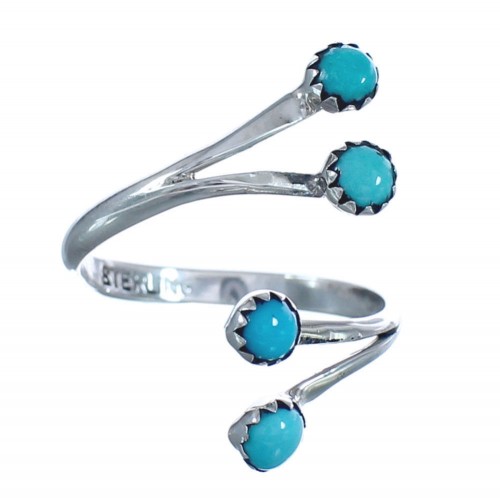 Turquoise Native American Sterling Silver Adjustable Ring Size 2,3,4 BX119382