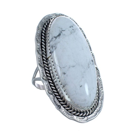 Howlite Sterling Silver Navajo Indian Ring Size 8 BX119397