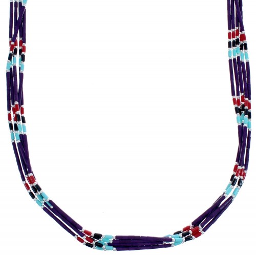 Liquid Sterling Silver 5-Strand Sugilite And Multicolor Necklace BX120695