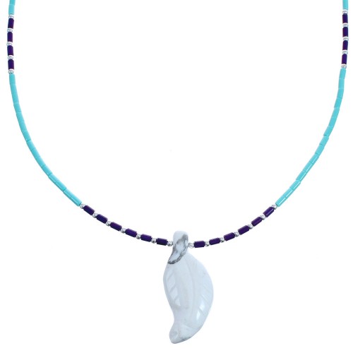 Sterling Silver Turquoise And Sugilite Leaf Bead Necklace BX120812