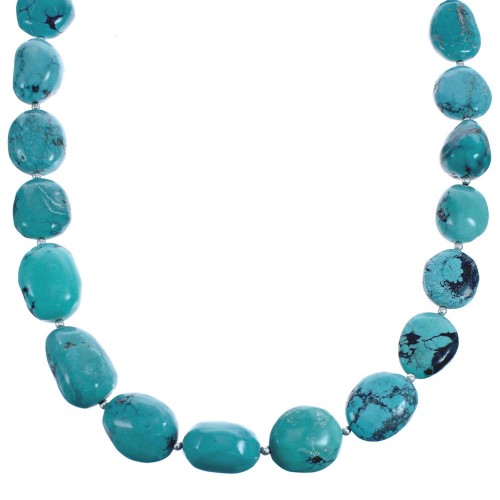 Southwest Sterling Silver Turquoise Beaded Necklace BX119775