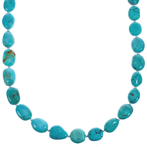 Sterling Silver Genuine Southwest Turquoise Bead Necklace BX119779