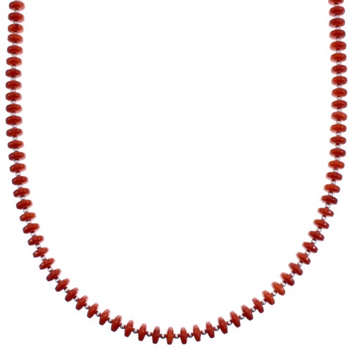 Southwestern Sterling Silver Coral Bead Necklace BX119768